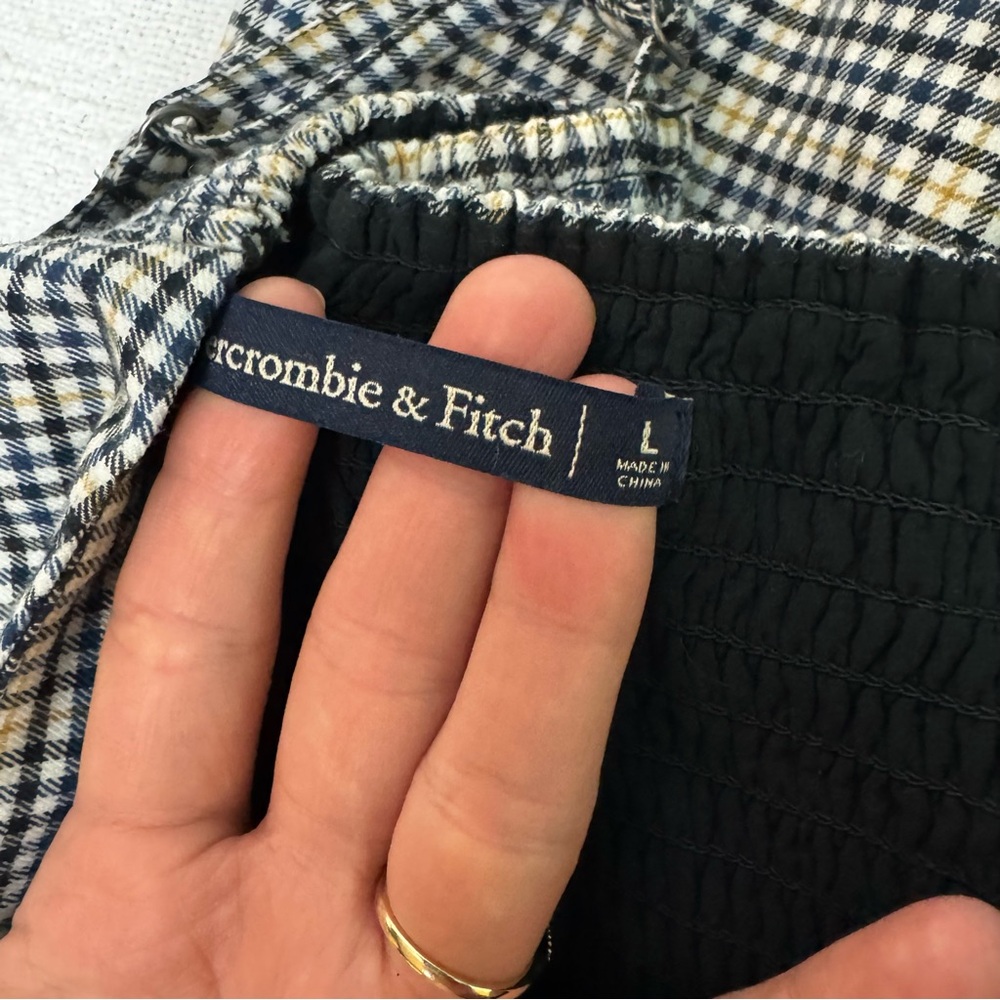 Abercrombie & Fitch Navy Yellow Checkered Plaid Sleeveless Jumpsuit w/ Tie Waist - Picture 11 of 12